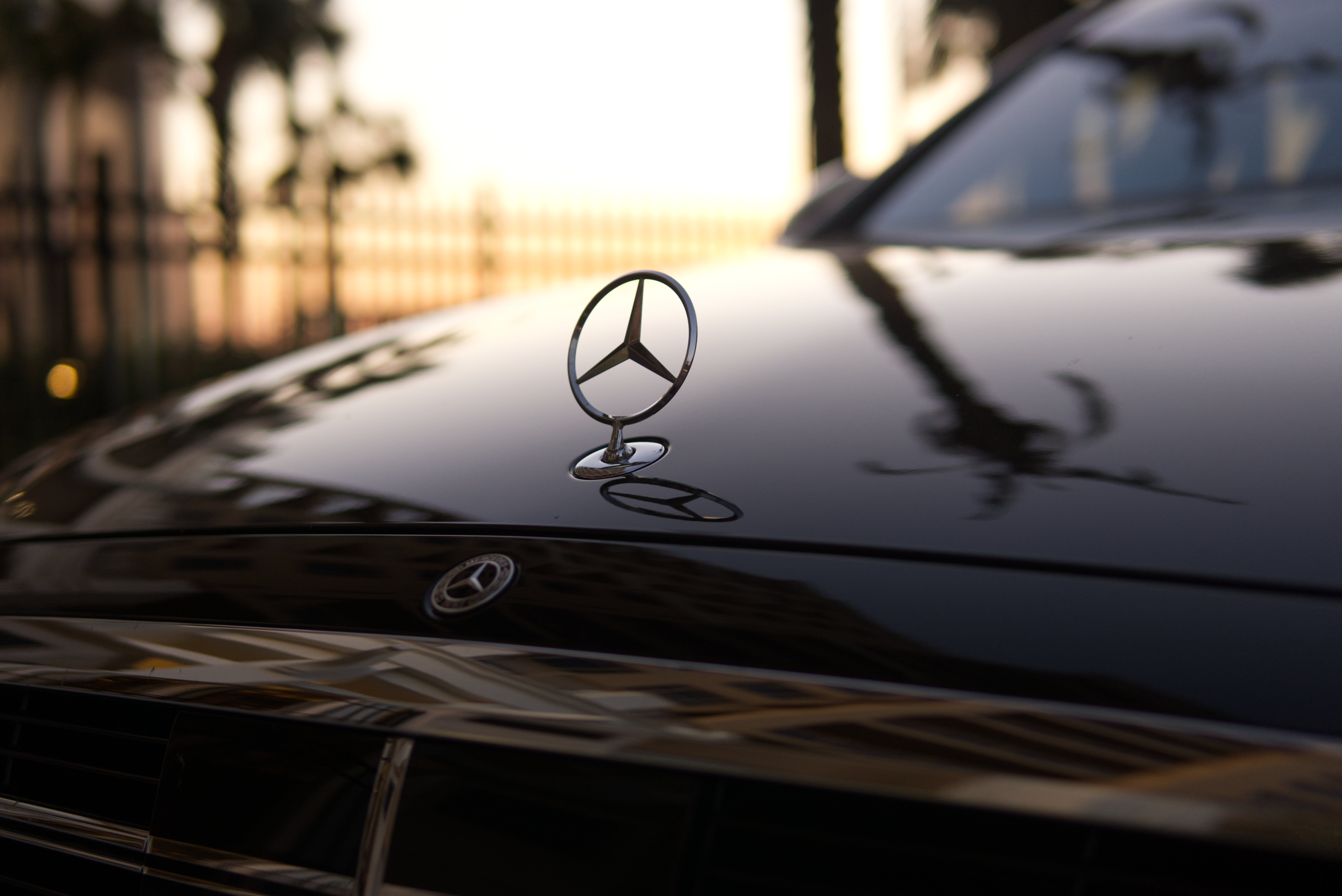 Mercedes-Benz hood ornament detail - LuxRide premium fleet