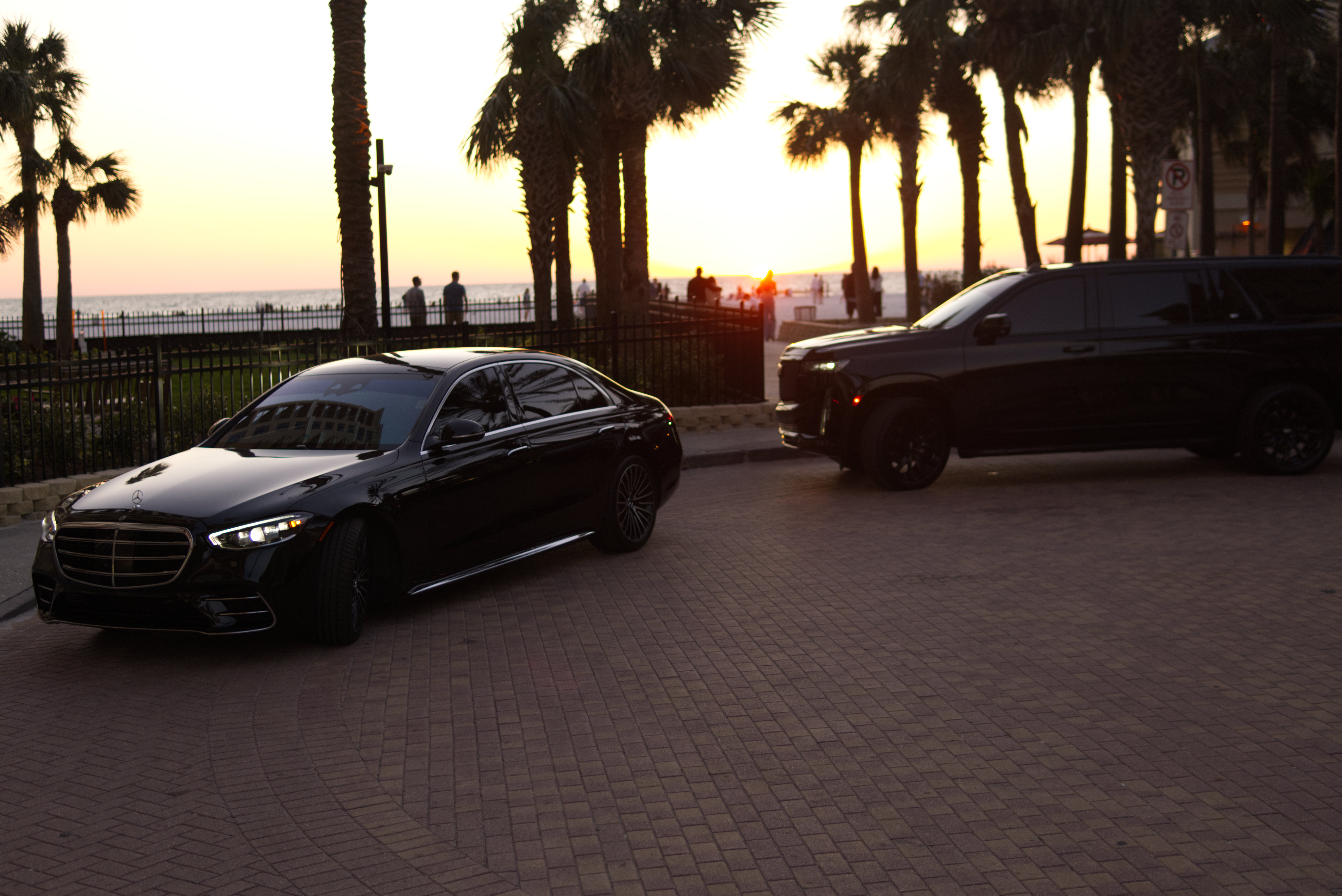 Mercedes-Benz hood ornament detail - luxury black car service Florida